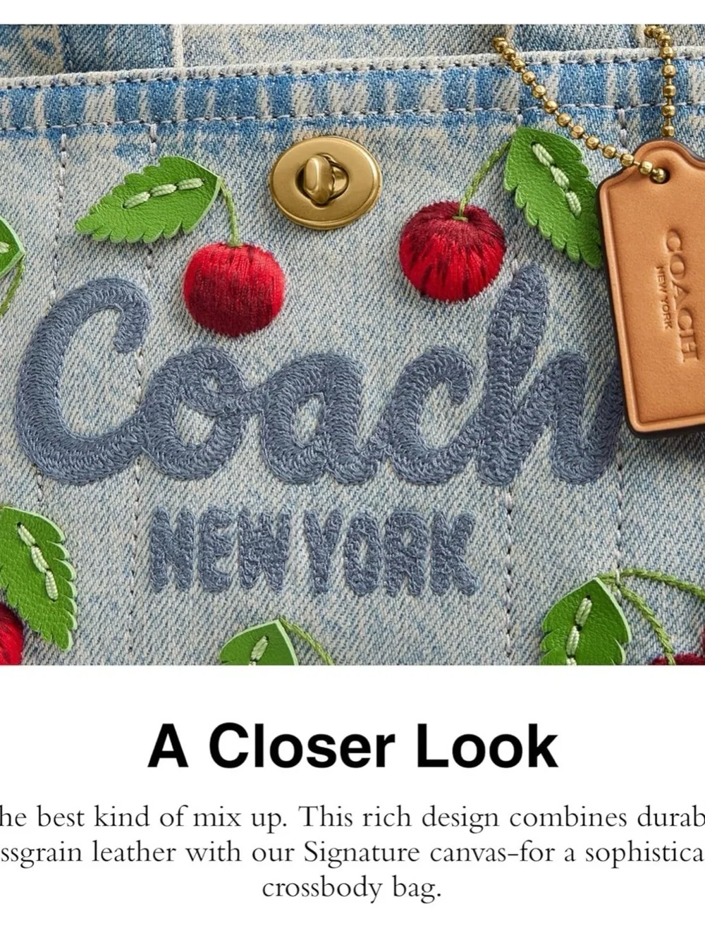Coach Cargo Tote bag 20 with Red Cherry Embroidery